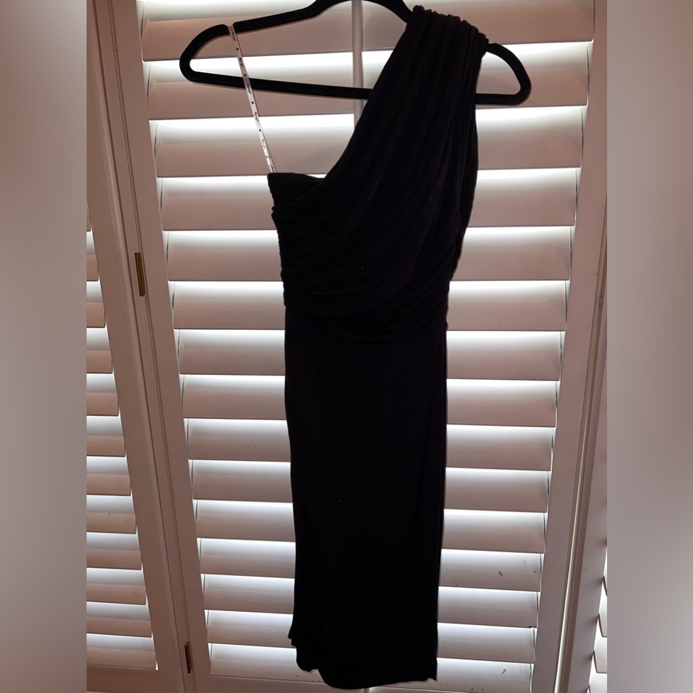 Black One Shoulder Ruched Dress